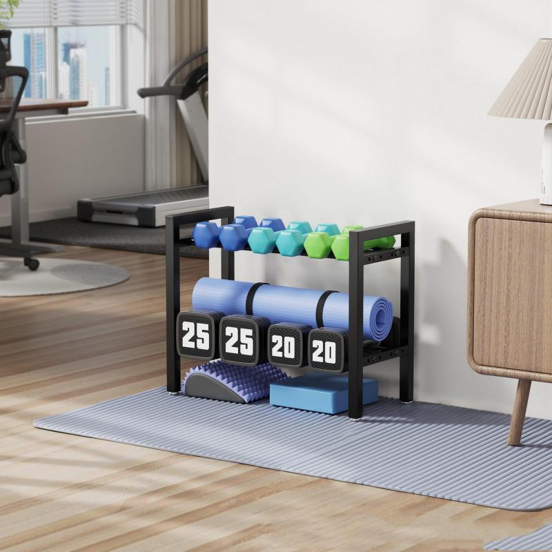 Sports Equipment Storage Rack - Support réglable en métal pour haltères,